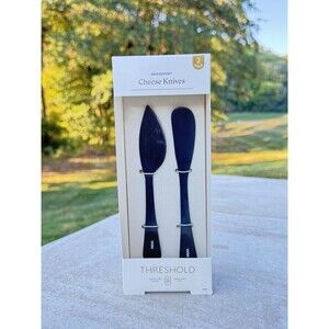 2pk Stainless Steel Cheese Knives Black‎  - Threshold™ NEW